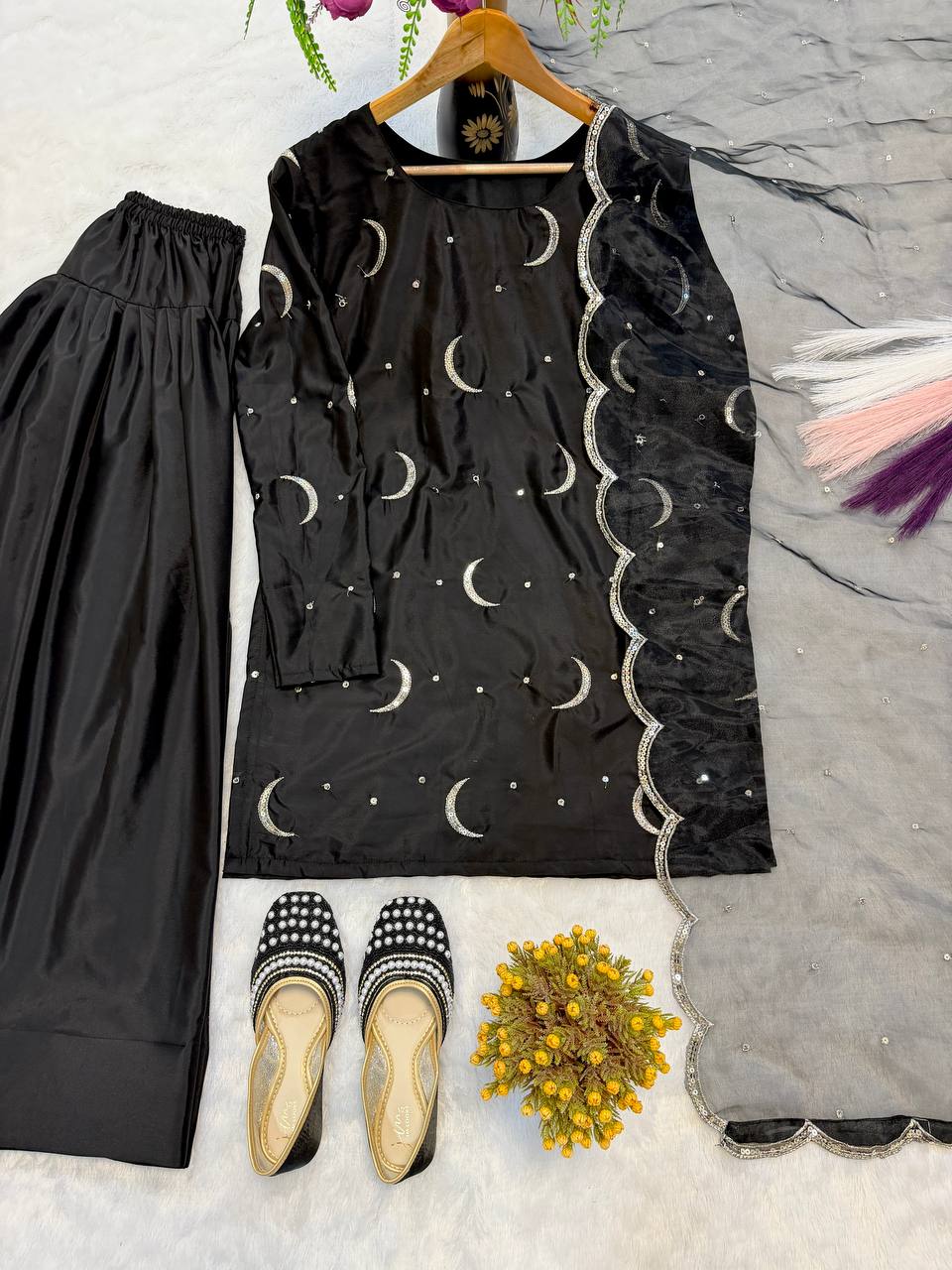 Urban Midnight Crescent Embroidered Suit